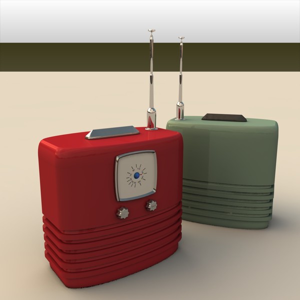 obj retro table radio - Antique Retro Table Radio by MP Design