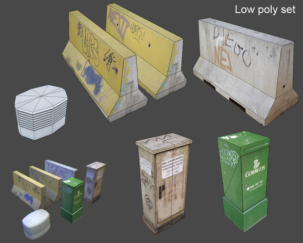 3dsmax street props - Street props low poly... by game assets