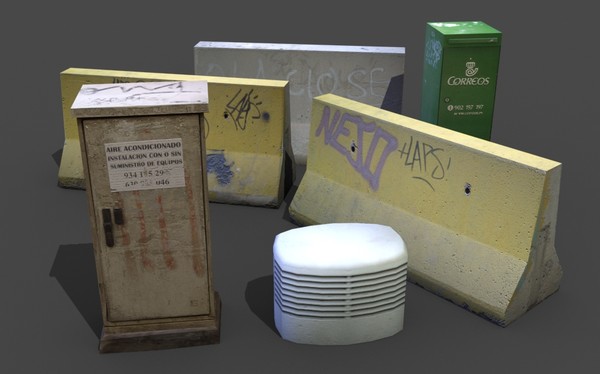 3dsmax street props - Street props low poly... by game assets