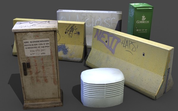 3dsmax street props - Street props low poly... by game assets