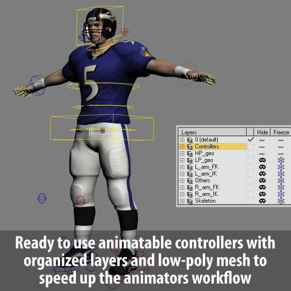 3d rigged baltimore ravens nfl player model - NFL Player Baltimore Ravens Rigged by cgshape