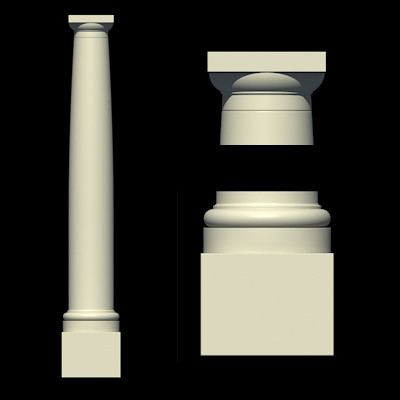 roman tuscan order vitruvius 3d model - Vitruvius Tuscan Roman order column with pedestal high low poly by johnjohnson