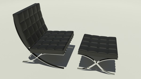 free obj mode barcelona chair - Barcelona Chair and Stool by jmccurry3d