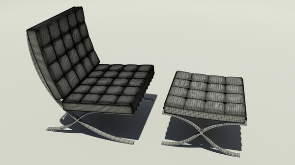free obj mode barcelona chair - Barcelona Chair and Stool by jmccurry3d