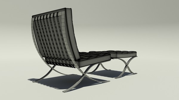 free obj mode barcelona chair - Barcelona Chair and Stool by jmccurry3d