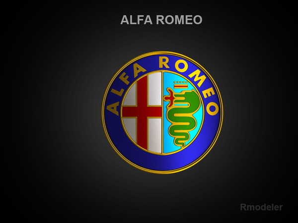 3d model logo alfa romeo - Alfa Romeo 3d Logo by Serega Rozhnov