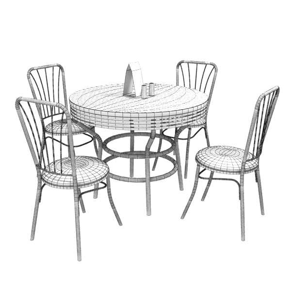 3d diner table chairs model - Diner Style Table by Jessup3D