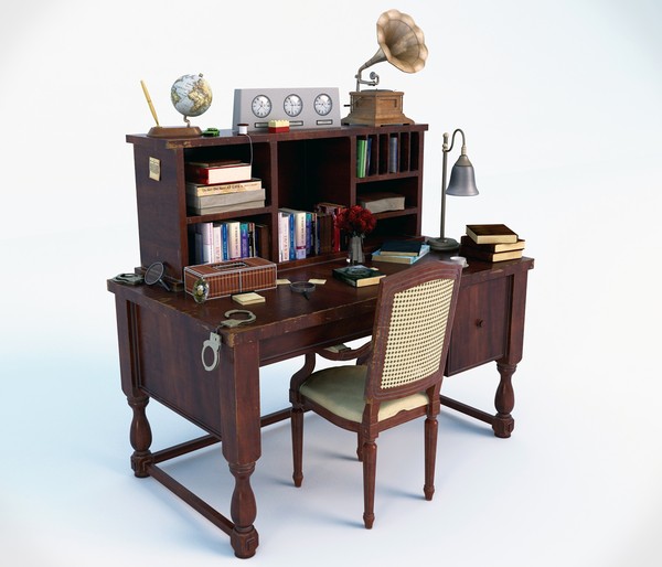 classic table main 3d max - Classic Desk by moh kkf