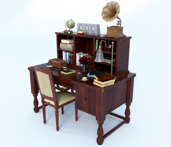 classic table main 3d max - Classic Desk by moh kkf