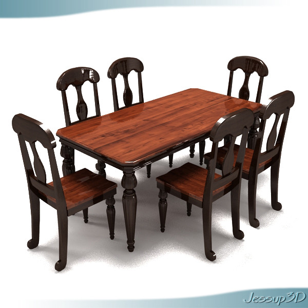 dinner table chairs 3d model - Dining Room Table 08 by Jessup3D