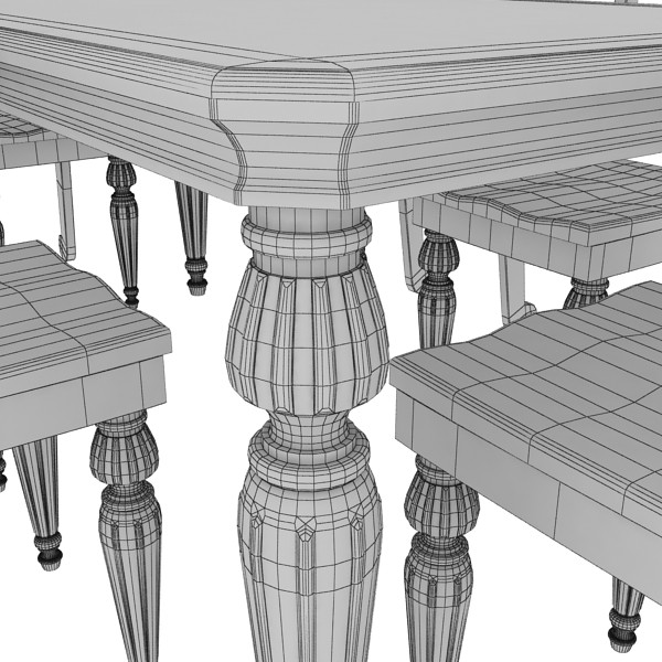 dinner table chairs 3d model - Dining Room Table 08 by Jessup3D