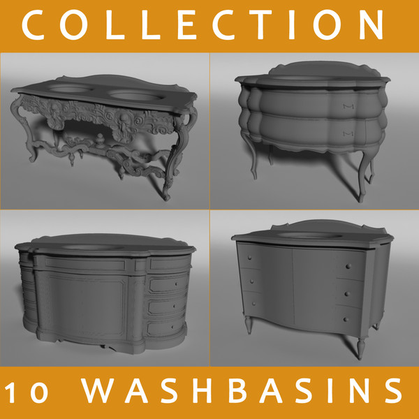 3d renaissance washbasins model - Renaissance set of washbasins by marco_c