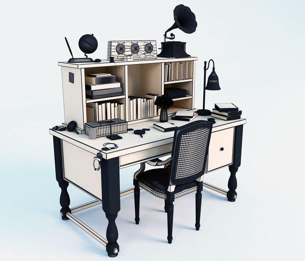 classic table main 3d max - Classic Desk by moh kkf