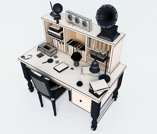 classic table main 3d max - Classic Desk by moh kkf
