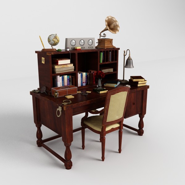 classic table main 3d max - Classic Desk by moh kkf
