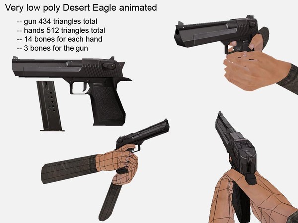 gun animation 3d max - Desert Eagle animated low poly by game assets
