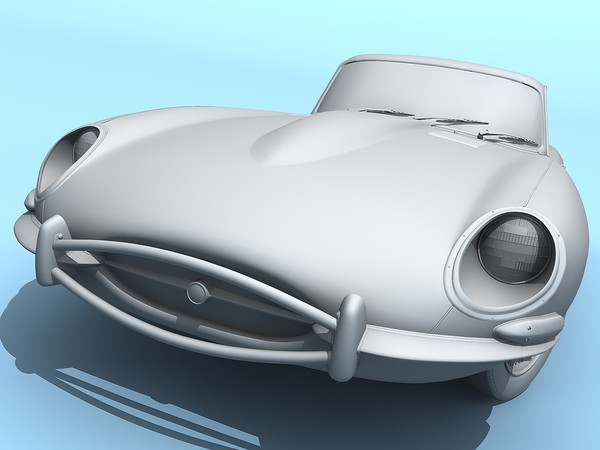 e-type 1961 car classic 3d max - Jaguar E-Type (1961) by TiRex3D