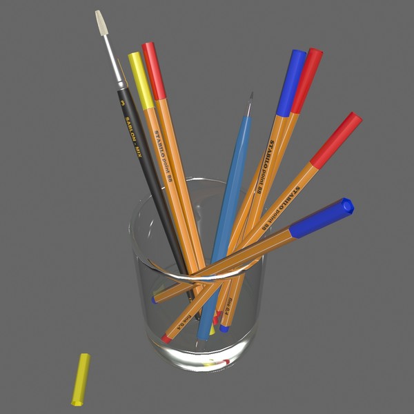 3ds max pencil box felt-tip - Glass with Pencils by Tschirner