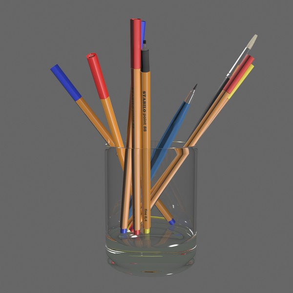 3ds max pencil box felt-tip - Glass with Pencils by Tschirner