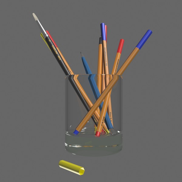3ds max pencil box felt-tip - Glass with Pencils by Tschirner