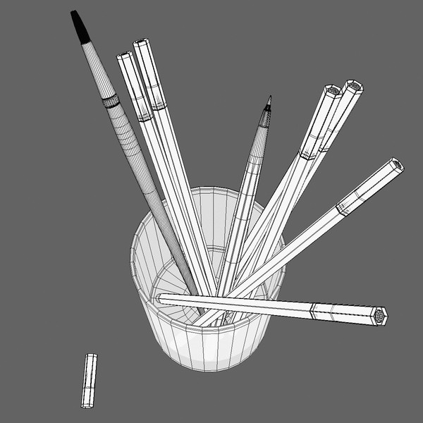 3ds max pencil box felt-tip - Glass with Pencils by Tschirner