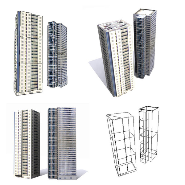 3d model skycrapers buildings - Skycrapers low poly by game assets