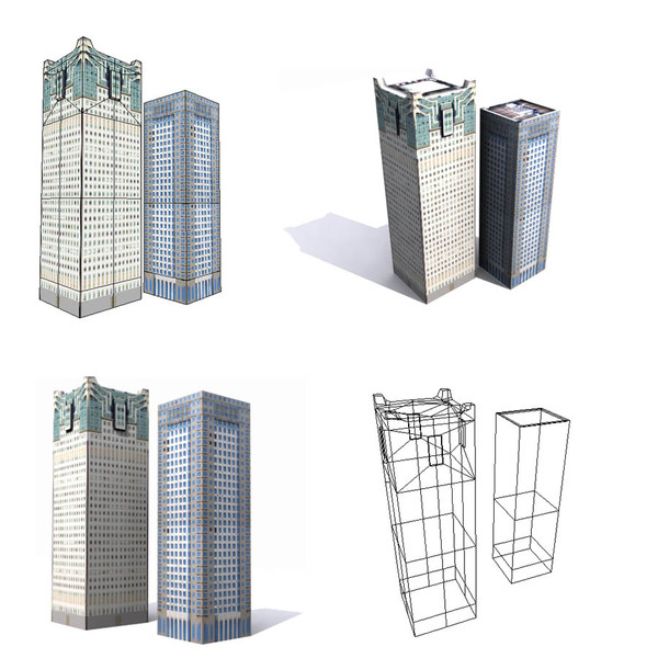 3d model skycrapers buildings - Skycrapers low poly by game assets
