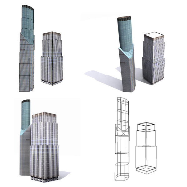 3d model skycrapers buildings - Skycrapers low poly by game assets