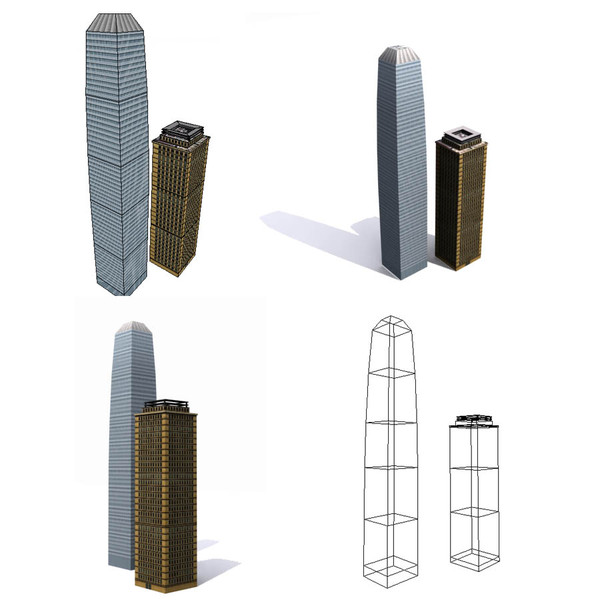 3d model skycrapers buildings - Skycrapers low poly by game assets