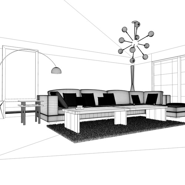 living room 3d model - Elegant Living Room by KeremGogus