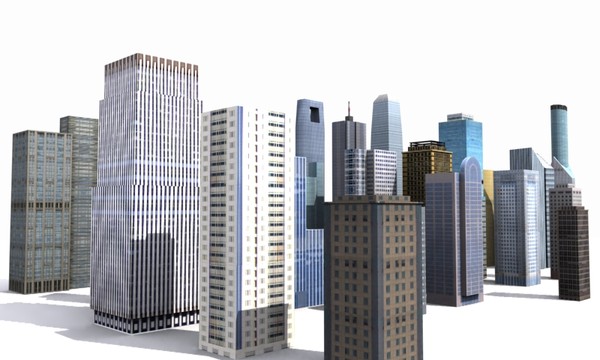 3d model skycrapers buildings - Skycrapers low poly by game assets