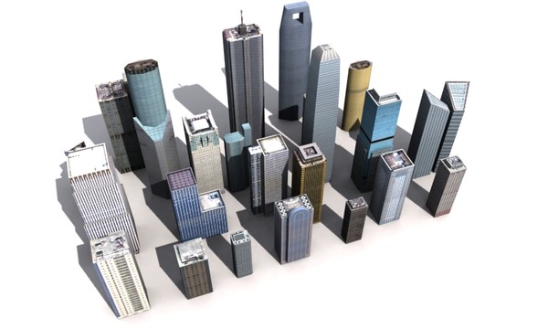 3d model skycrapers buildings - Skycrapers low poly by game assets