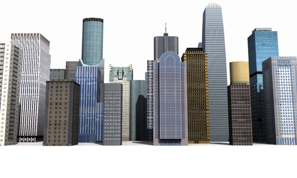 3d model skycrapers buildings - Skycrapers low poly by game assets