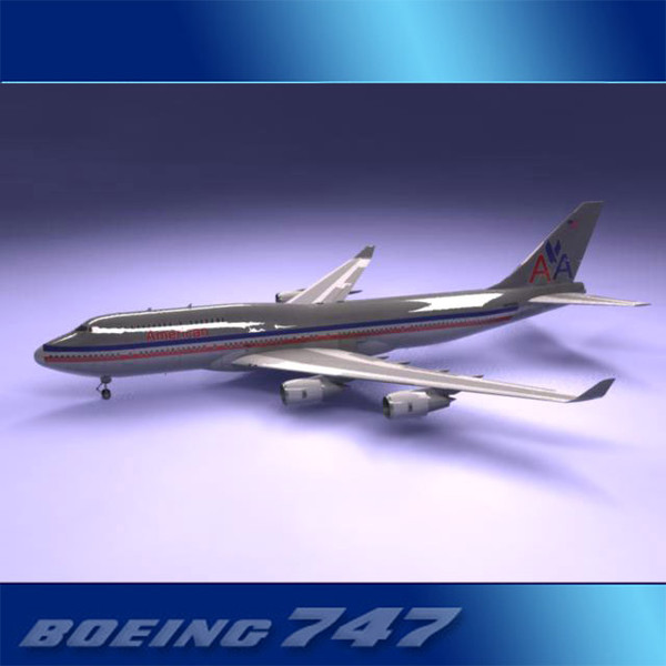 747-400 airliner american 747 jumbo 3d 3ds - Boeing 747-400 Airliner (American Airlines) by PerspectX