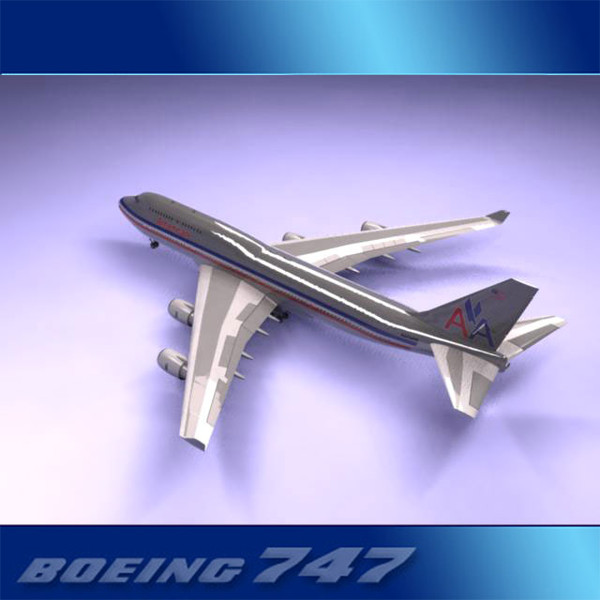 747-400 airliner american 747 jumbo 3d 3ds - Boeing 747-400 Airliner (American Airlines) by PerspectX