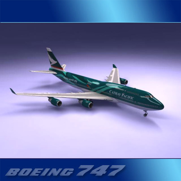 3d airliner chinese 747 - Boeing 747-400 Airliner (Cathay) by PerspectX