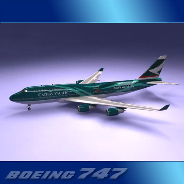 3d airliner chinese 747 - Boeing 747-400 Airliner (Cathay) by PerspectX