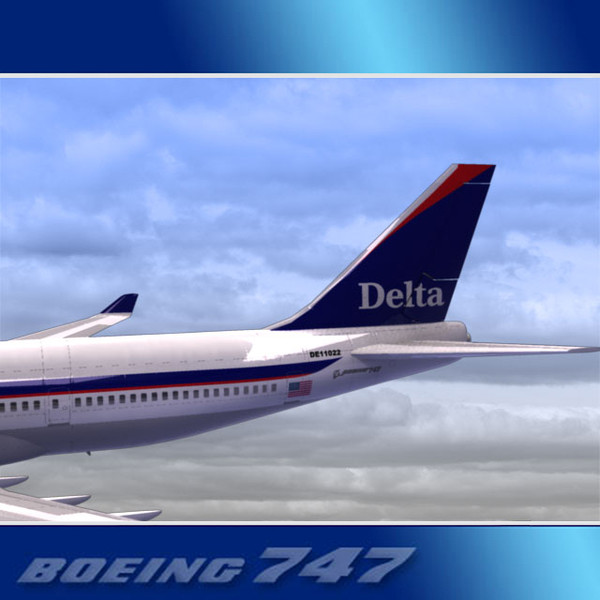3d model 747-400 airliner delta 747 jumbo - Boeing 747-400 Airliner (Delta Airlines) by PerspectX