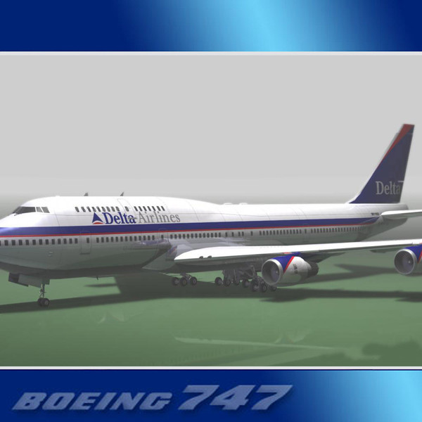 3d model 747-400 airliner delta 747 jumbo - Boeing 747-400 Airliner (Delta Airlines) by PerspectX
