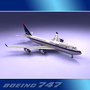 3d model 747-400 airliner delta 747 jumbo