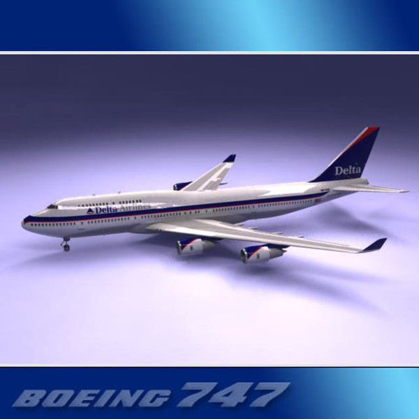 3d model 747-400 airliner delta 747 jumbo - Boeing 747-400 Airliner (Delta Airlines) by PerspectX