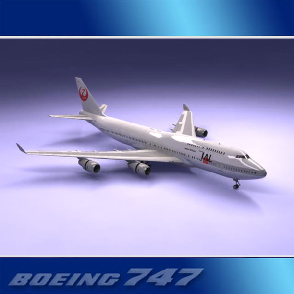 3d model 747-400 airliner jal 747 jumbo - Boeing 747-400 Airliner (JAL) by PerspectX
