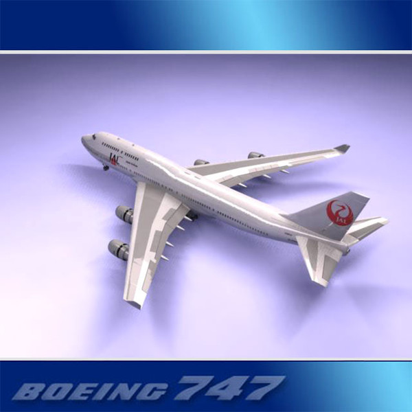 3d model 747-400 airliner jal 747 jumbo - Boeing 747-400 Airliner (JAL) by PerspectX