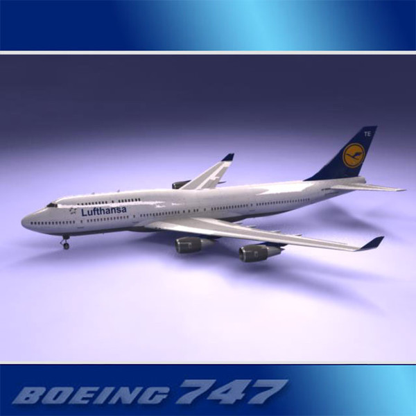 747-400 airliner lufthansa 747 jumbo 3d model - Boeing 747-400 Airliner (Lufthansa) by PerspectX