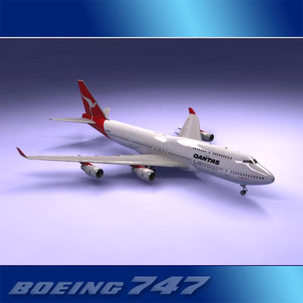 747-400 airliner qantas 747 jumbo 3d lwo - Boeing 747-400 Airliner (Qantas) by PerspectX