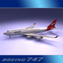 747-400 airliner qantas 747 jumbo 3d lwo