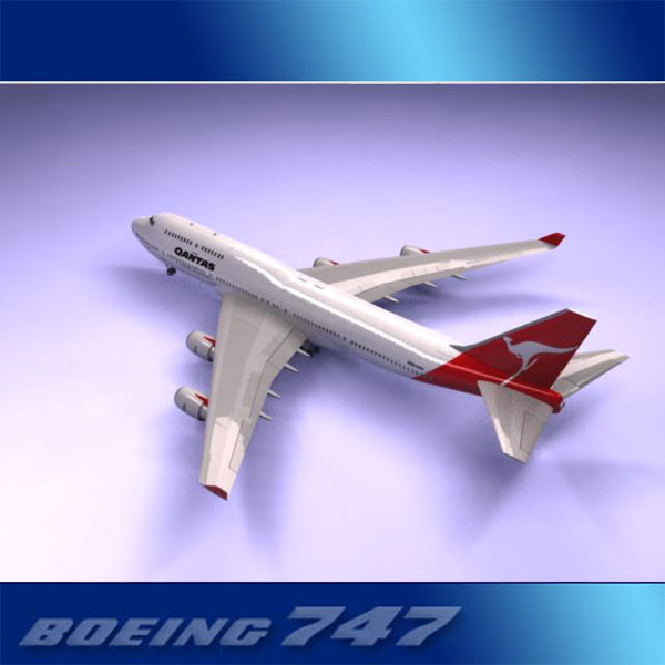 747-400 airliner qantas 747 jumbo 3d lwo - Boeing 747-400 Airliner (Qantas) by PerspectX