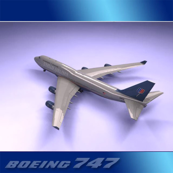 747-400 airliner united 747 jumbo 3d model - Boeing 747-400 Airliner (United) by PerspectX
