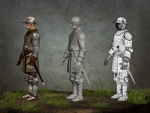 3d foot medieval sword soldiers model - Medieval Foot Soldier Infantry... by fishzombie