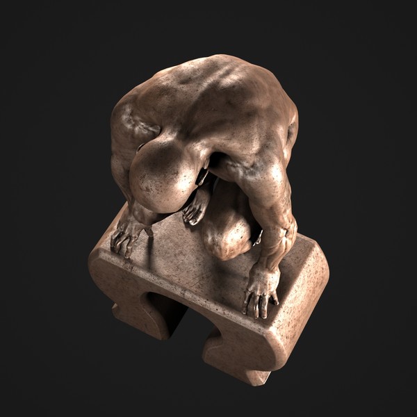 3d modern sculpture crouching man - Crouching Man by clay master
